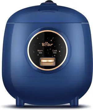 Bear Mini Rice Cooker 2 Cups Uncooked, 1.2L Portable Non-Stick Small Travel Rice Cooker, BPA Free, One Button to Cook and Keep Warm Function, Blue
