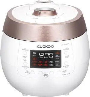 CUCKOO CRP-RT0609FW 6-Cup (Uncooked) / 12-Cup (Cooked) Twin Pressure Rice Cooker & Warmer with Nonstick Inner Pot, 14 Menu Options, Safe Steam Release, 3 Voice Guide, Auto Clean (White)
