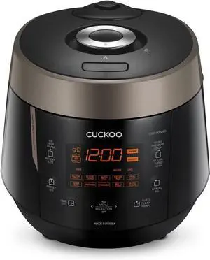 Cuckoo High 6 Cup Electric Heating Pressure Rice Cooker & Warmer  12 Built-in Programs Including Glutinous (White), Mixed, Brown, GABA, Black Copper