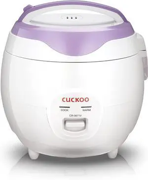 Cuckoo CR-0671V Basic Electric Small Rice Cooker & Warmer, 6 cups, with 3 Heating Areas, Rice Spatula, Drain Dish, Detachable Inner Lid, Rubber Gasket, and Non-Stick Coated Aluminum Inner Pot
