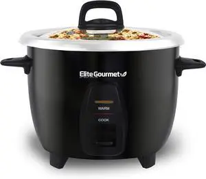 Elite Gourmet ERC2010B Electric Rice Cooker with Stainless Steel Inner Pot Makes Soups, Stews, Porridge's, Grains and Cereals, 10 cups cooked (5 Cups uncooked), Black