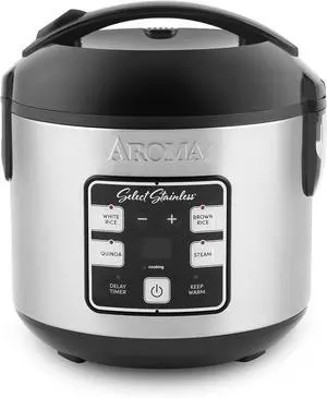 Aroma Housewares Select Stainless Digital Rice & Grain Multicooker, Rice Cooker 4 Cup uncooked, (ARC-914SBDS)