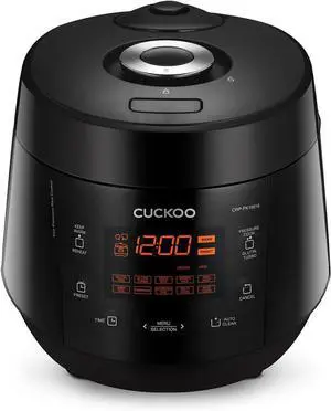 CUCKOO CRP-PK1001S 10-Cup (Uncooked) / 20-Cup (Cooked) Heating Pressure Rice Cooker & Warmer with Nonstick Inner Pot, 13 Menu Options, Fuzzy Logic Tech, Auto Clean (Black)
