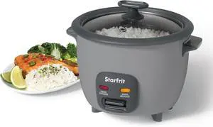 Starfrit 10-Cup Rice Cooker with Ceramic Coating - PFAS-Free - Clear Glass Lid- Grey