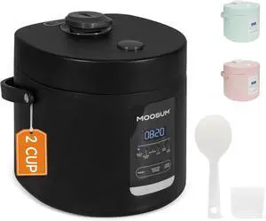 Multi Mini Rice Cooker 2-cups Uncooked (1.2L), Portable Small Japanese Travel Rice Cooker with Non-Stick Inner Pot, Slow Cooker, Easy Presets,24 Hours Timer Delay & Keep Warm Function, Black