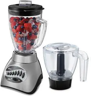 Oster Classic Series 16 Speed Blender with Food Chopper and Glass Jar Brushed Nickel