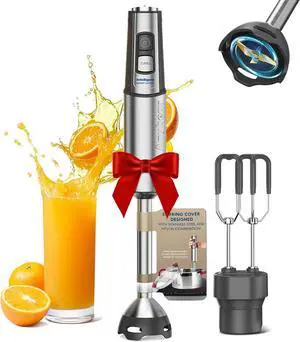 Immersion Blender, 1100W 2-in-1 Hand Held Blender with Full Copper Motor & Stainless Steel Body, 15 Speed & Turbo Mode Hand Mixer, Blade with Anti-scratch Coating