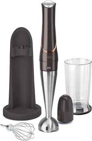Crux Cordless Hand Immersion Blender, 7.5 inch Blending Arm, Mix, Whip, Puree Sauces/Soups, Rechargeable, Easy to Clean, Dishwasher Safe Removeable Parts, Stainless Steel/Black, 14790