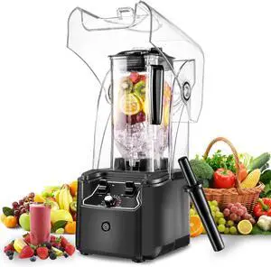 Professional Blender for Kitchen, 2200W, 80oz Pitcher, 15 Speeds, Commercial Heavy Duty Quiet Blender for Smoothies, Shakes, Frozen Drinks, Puree and Ice Crush, Self-Cleaning, Grey