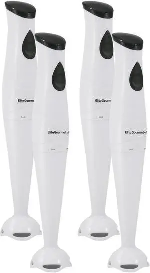 Elite Gourmet EHB-2425X Electric Immersion Hand Blender, Mixer, Chopper, 1-Touch Control Multi Purpose Electric Immersion Stick, Mixer, Chopper, 150 Watts, For Soups, Sauces, Baby Food, White Elite Gourmet EHB-2425X Electric Immersion Hand Blender, Mixer, Chopper, 1-Touch Control Multi Purpose Electric Immersion Stick, Mixer, Chopper, 150 Watts, For Soups, Sauces, Baby Food, White