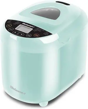 Elite Gourmet EBM8103M Programmable Bread Maker Machine 3 Loaf Sizes, 19 Menu Functions Gluten Free White Wheat Rye French and more, 2 Lbs, Mint