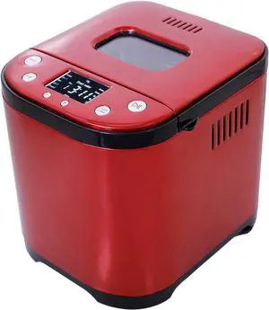 Bread Maker Machine with Nonstick Bowl, Bread Hook, Measuring Cup & Spoon. 15-in-1, Gluten-Free Bread, Cake& Yogurt, 3 Crust Colour options and more. 3 Loaf Sizes. 2LB XL-RED