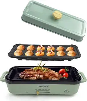 Multifunctional Electric Griddle Electric Skillet Nonstick Baking Maker with 2 Interchangeable Pan Takoyaki Maker Cake Pop Grill Maker Fried Steak