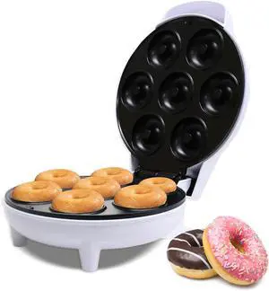 Courant Mini Donut Maker Machine for Holiday, Kid-Friendly, Breakfast or Snack, Desserts & More with Non-stick Surface, Makes 7 Doughnuts, White