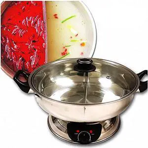 Sonya 5L Electric Dual-Sided Shabu Shabu & Mongolian Hot Pot  Stainless Steel, Large Capacity for Family Meals & Hot Pot Parties