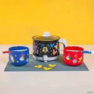 Uncanny Brands Disney Mickey Mouse Hot Pot with Ramen Bowls - Cook with Your Favorite Disney Character
