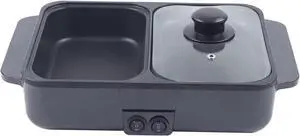 110V Hot Pot Electric, 2 In 1 Electric Hot Pot With Grill For Cooking, 1200w Electric Shabu Shabu Pot W/Dual Gear Power Control For Home, Party, Family & Friend Gathering, Black