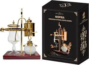 Nispira Belgium Royal Family Balance Syphon Unique Gravity Vintage Coffee Maker Vacuum Brewing System Gold 500 ml