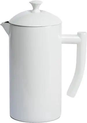 Frieling Double-Walled Stainless Steel French Press Coffee Maker - Snow White 34 fl oz - Camping French Press Coffee Pot