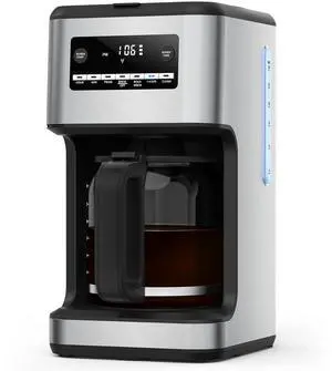 COWSAR 14-Cup Coffee Maker, 24-Hour Programmable Coffee Brewer, Keep Warm, Drip Free, Washable Filter, Stainless Steel, Silver