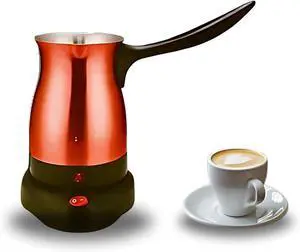 Electric Turkish Coffee Maker Warmer Kettle Pot Premium Quality Stainless Steel Cool Touch Handle Travel Size, Fast Boil & Keeps Water Boiling for Arabic & Greek Coffee, Tea, & Hot Drinks 0.3L