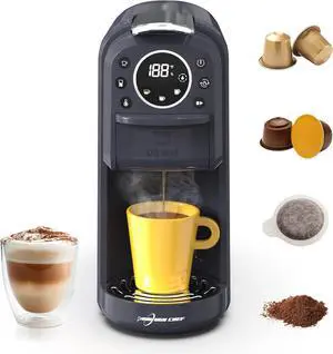 Multi-Capsule Espresso Machine, Brews Coffee or Hot Water, 20Bar Pressure, Compatible with Nespresso, Dolce Gusto, ESE Pods & Ground Coffee, Smart & Compact Design for Any Space,CM-C05A