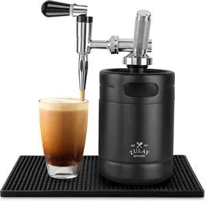 Zulay Nitro Cold Brew Maker - Nitro Cold Brew Keg with Pressure Relieving Valve & Creamer Faucet - Gift for Coffee Lovers - Nitro Cold Brew Coffee Maker for Home - Collapsible Funnel & Drip Mat
