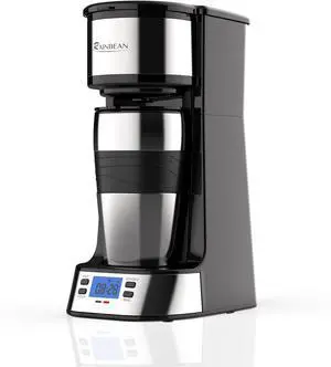 RAINBEAN Single Serve Coffee Maker, Programable Single-Serve Brewers, Timer Auto Start/Off, 14 Oz Single Cup Coffee Machine For Ground Coffee, 700W Quick Brewing, Perfect Gifts for Coffee Lovers