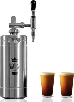The Original Royal Brew Nitro Cold Brew Coffee Maker - Gift for Coffee Lovers - 128 oz Extra Large Home Keg, Nitrogen Gas System Coffee Dispenser Kit