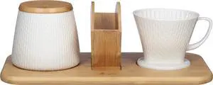 Melitta Artisan Porcelain Pour-Over Coffeemaker and Canister Set, White