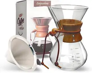 Pour Over Coffee Maker 20 oz Drip Coffee Pot Set Glass Carafe with Filter Subjectthree Manual Brewer for Camping (6 cup/20 oz)