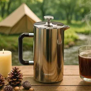 1L/34 Oz French Press Coffee Maker,304 Stainless Steel Inserts Coffee Press,Durable & Easy Clean,Leak-Proof Design,Prensa Francesa Para Cafe for Home,Office,Camping