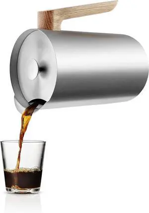 Eva Solo | Nordic Kitchen French Press Coffee Maker 34 oz | Thermo cafetiére Stainless Steel Vacuum Jug with a Oak Wood Handle | Danish Design, Functionality & Quality | Silver