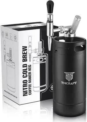 TMCRAFT 128oz Nitro Cold Brew Coffee Maker, Home Brew Coffee Keg with Stainless Steel Stout Creamer Faucet & Pressure Relieving Valve