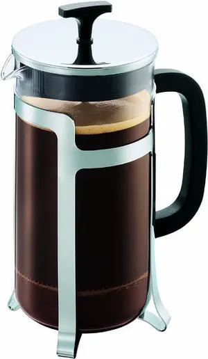 Bodum 34oz Jesper French Press Coffee Maker, High-Heat Borosilicate Glass, Polished Stainless Steel  Made in Portugal