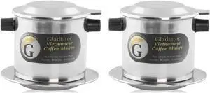 Vietnamese Coffee Maker Filter Set | French Press Style Coffee Filters | Pour Over Coffee Dripper | Portable Coffee Makers | Reusable Coffee Press (Large 15oz)
