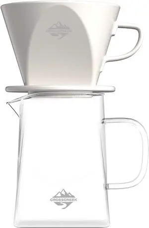 Pour Coffee Dripper Set Manual Drip Coffee-Maker Glass Carafe White Coffee Dripper Coffee Filters 9917-C001-064
