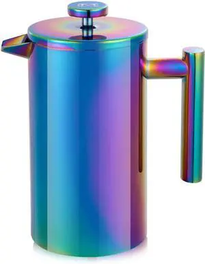 French Press Coffee Maker  Stainless Steel Coffee Maker Double Walled French Press Rainbow 34oz/1L