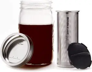 Next-Gen Cold Brew Coffee Maker for Mason Jars - 200 Micron Filter Is Ideal for Coarse Grounds & Stronger Coffee - Includes Filter + 32oz Mason Jar
