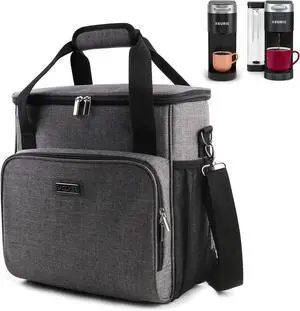 BAGLHER Coffee Maker Travel Bag Compatible with Keurig K-Slim, Keurig K-Supreme or Other Accessories, Portable Coffee Maker Case with Shoulder Strap for Travel, Grey