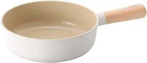 FIKA 7 inch Mini Stir Fry Wok with Wooden Handle, Induction Compatible Cookware for All Stovetops, Kitchen Essential Ceramic Coating Skillet, Healthy Cooking Omelet Frying Pan, Made in Korea (18cm)