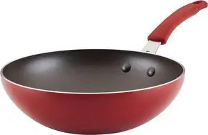 Rachael Ray Cook + Create Nonstick Stir Fry Pan/Wok, 10.5 Inch, Red