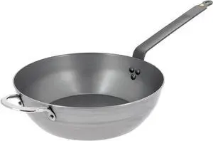 de Buyer MINERAL B Carbon Steel Country Fry Pan - 12.5 Diameter, 8.9 Cooking Surface - Ideal for Sauteing, Simmering, Deep Frying, Stir Frying, One-Pan Meals - PFAS, PFOA, PFOS Free - Made in France