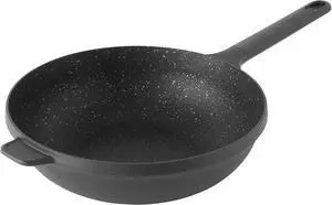 BergHOFF GEM Non-Stick Cast Aluminum Stir-Frying Pan 11" 4.1 qt. Black Stay-Cool Handle, Hanging Loop Ferno-Green, PFOA Free Coating Induction Cooktop Fast Heating