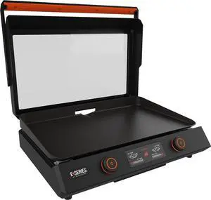 Blackstone 22-Inch Electric Griddle - 1600W Non Stick Ceramic Titanium Coated Stainless Steel Tabletop Griddle with EZ-Touch Control Dial, LCD Display, Patented Rotate & Remove Glass Hood - 8001