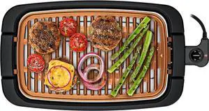 Chefman Smokeless Indoor Electric Grill, Copper, Extra Large, Nonstick Table Top Grill for Indoor Grilling and BBQ with Adjustable Temperature Control, Nonstick Dishwasher-Safe Parts, 9" x 15"