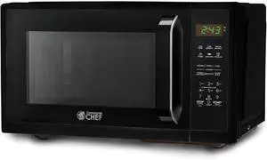 COMMERCIAL CHEF 0.9 Cubic Foot Microwave with 10 Power Levels, Small Microwave with Grip Handle, 900W Countertop Microwave with Digital Display, Door Lock and Kitchen Timer, Black