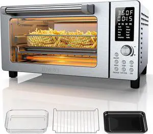 Nuwave Bravo Pro Convection Air Fryer Toaster Oven Combo, 2025 New and Improved, 10-in-1, 50°-450°F Temp Controls, Quick & Even Crisp Technology, 21Qt Capacity, Stainless Steel, PFAS Free