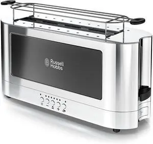 Russell Hobbs 2-Slice Glass Accent Long Toaster, Black & Stainless Steel, TRL9300BKR