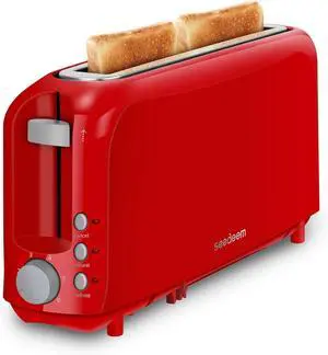 SEEDEEM 2 Slice Slim Toaster, Single 10" Long Slot Toaster Fits Bagels & Artisan Bread, 6 Shade Settings, Cancel/Reheat/Defrost, Removable Crumb Tray, Auto Shut-Off, Red